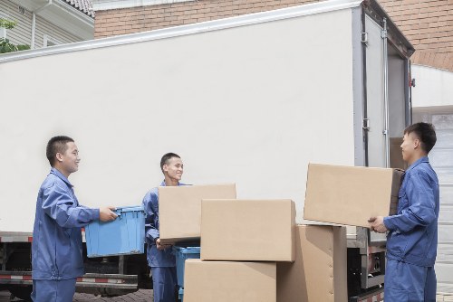 Packed household items ready for transport on moving day