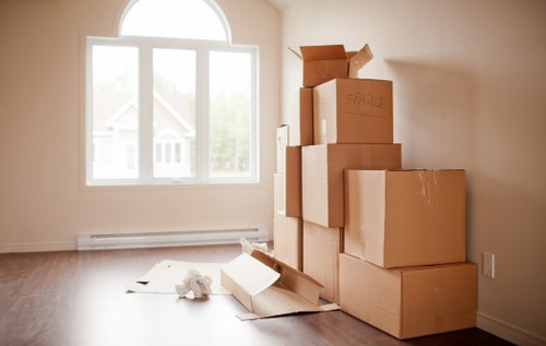 Packed van with secured household items for transport