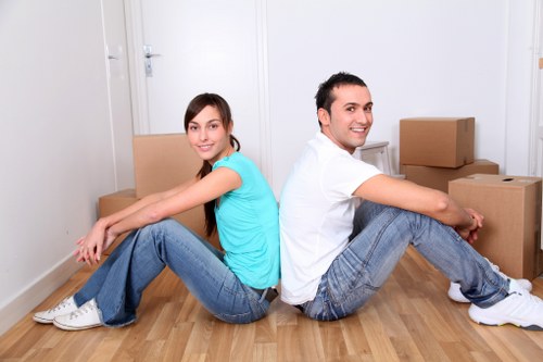 Packed boxes and furniture prepared for transport