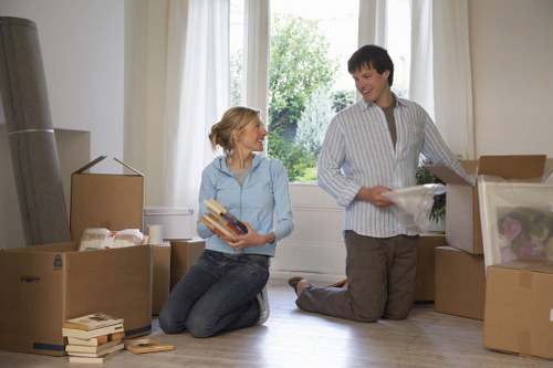 Packed moving boxes ready for loading in Sanderstead
