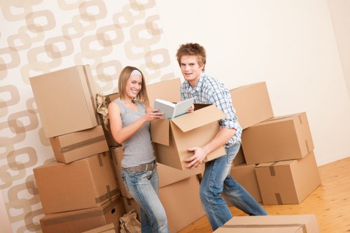Packed boxes and furniture ready for local removals