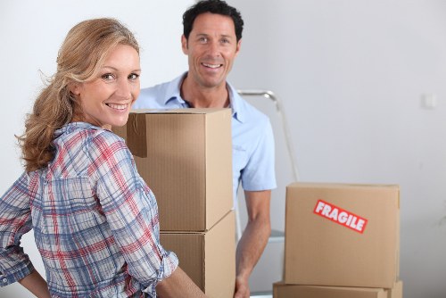 Household belongings being unloaded at a new home